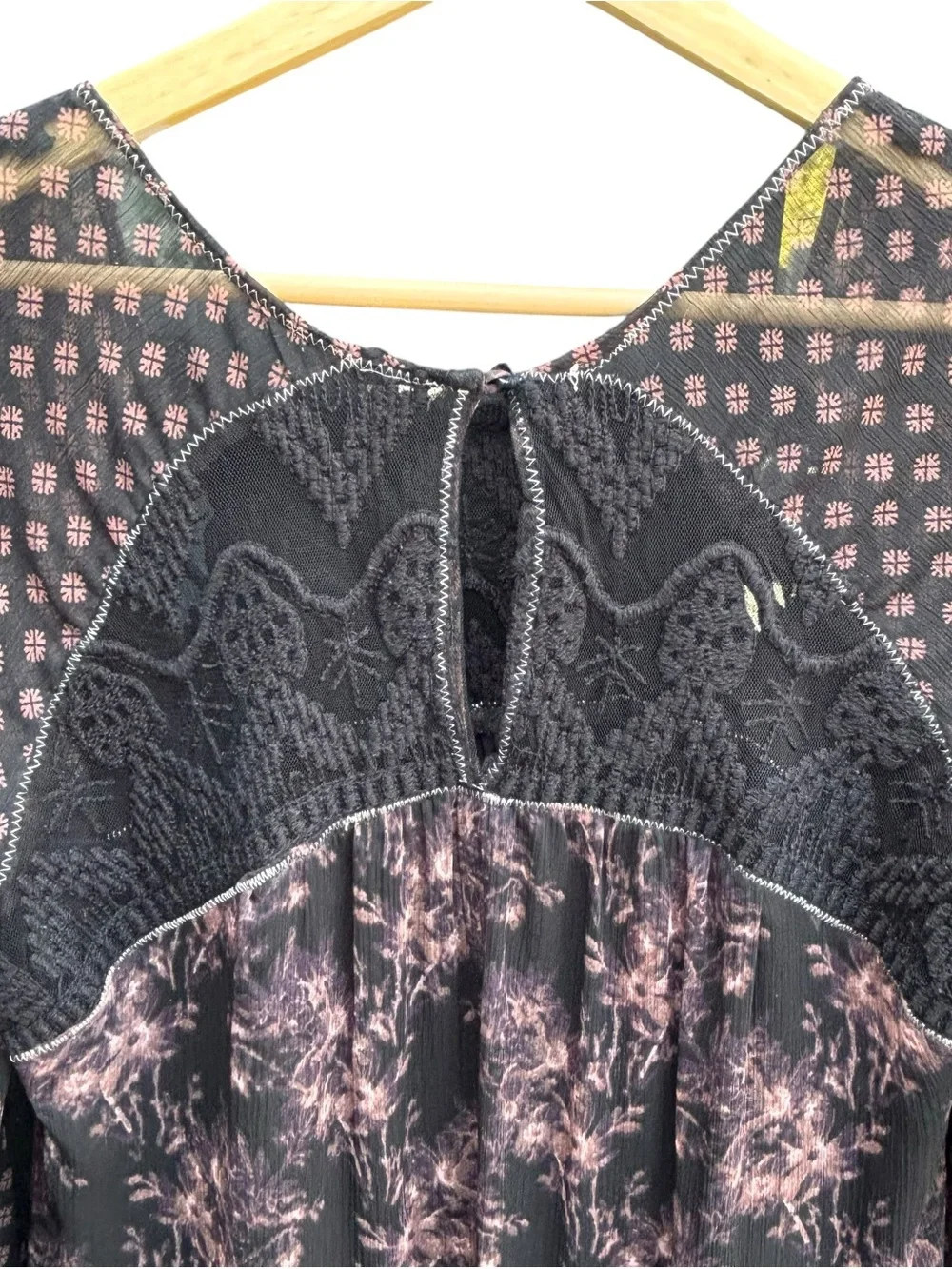 Free People Elsie Mini Dress in the Midnight Garden Combo Size Medium